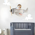 Vinilo decorativo infantil cuco aviador | efecto pintado a mano