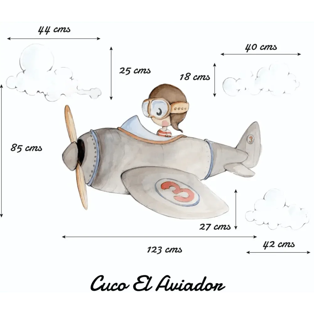 Aviator Cuckoo Children's Decorative Vinyl | Hand-Painted Effect