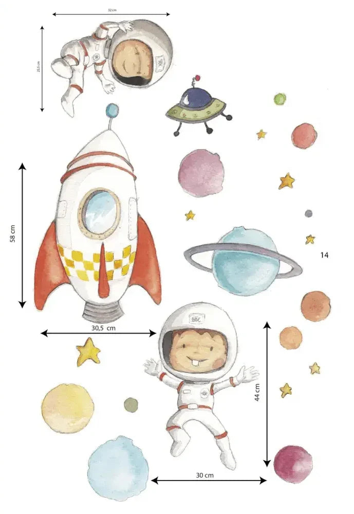 vinilo decorativo tela infantil planetas | astronautas