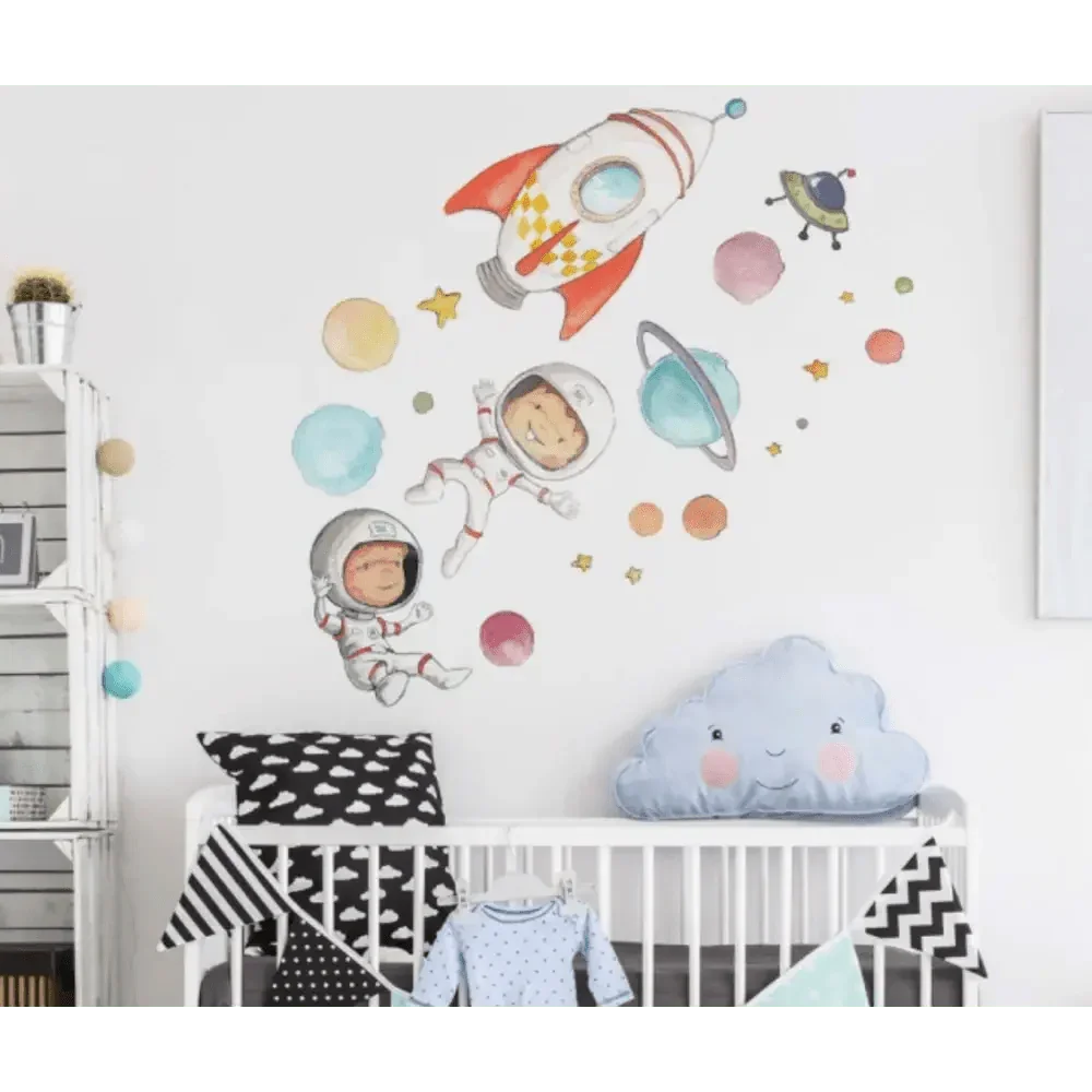 vinilo decorativo tela infantil planetas | astronautas