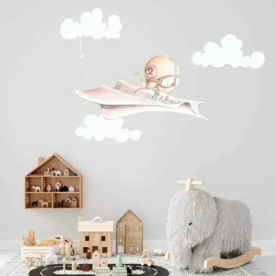 Children's decorative vinyl with a paper airplane design
