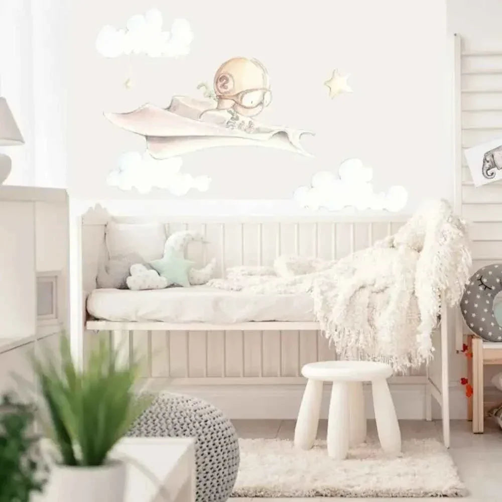 Vinilo decorativo infantil con diseño de avión de papel