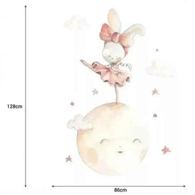 Vinilo decorativo infantil bailando en la luna | De acuarela