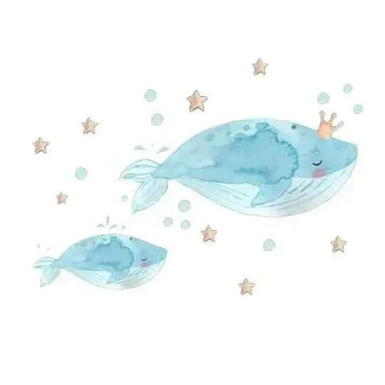 Vinilo decorativo infantil con ballenas pintadas a mano