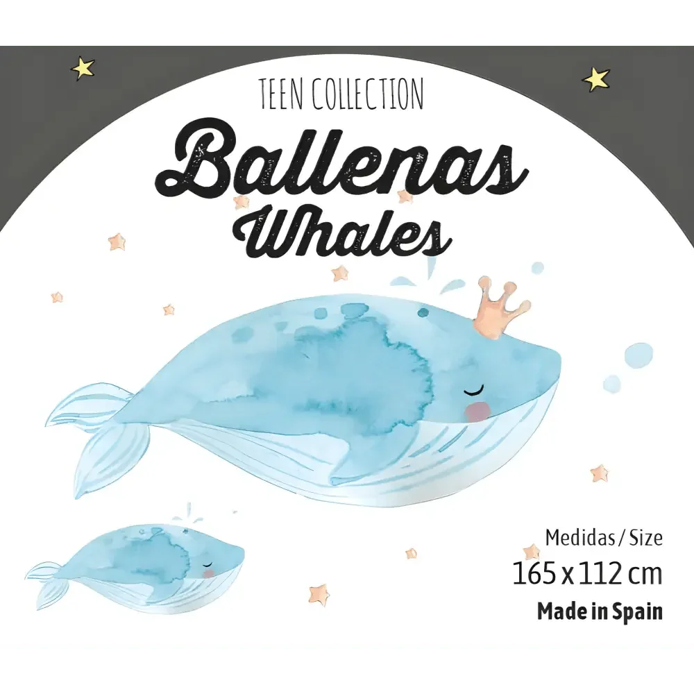Vinilo decorativo infantil con ballenas pintadas a mano