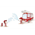 Vinilo decorativo infantil de bomberos pintados a mano
