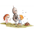 Vinilo Decorativo Infantil Botty el Robot Pintado a Mano