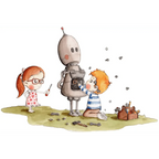 Vinilo Decorativo Infantil Botty el Robot Pintado a Mano