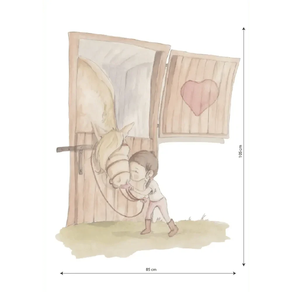 Vinilo decorativo infantil con caballos love horse girl para paredes