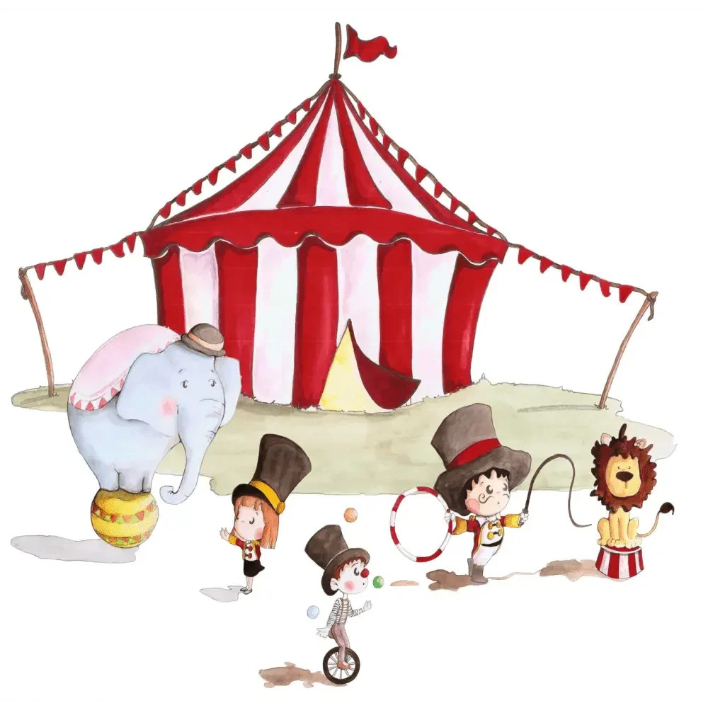 Vinilo decorativo infantil circo XL | Dibujos a mano