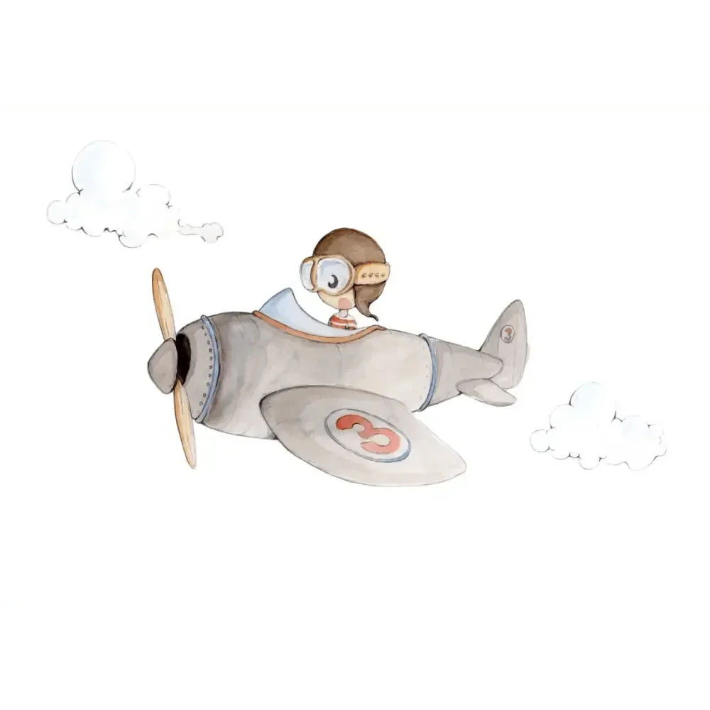 Cuco aviador decorativo infantil em vinil