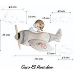 Cuco aviador decorativo infantil em vinil