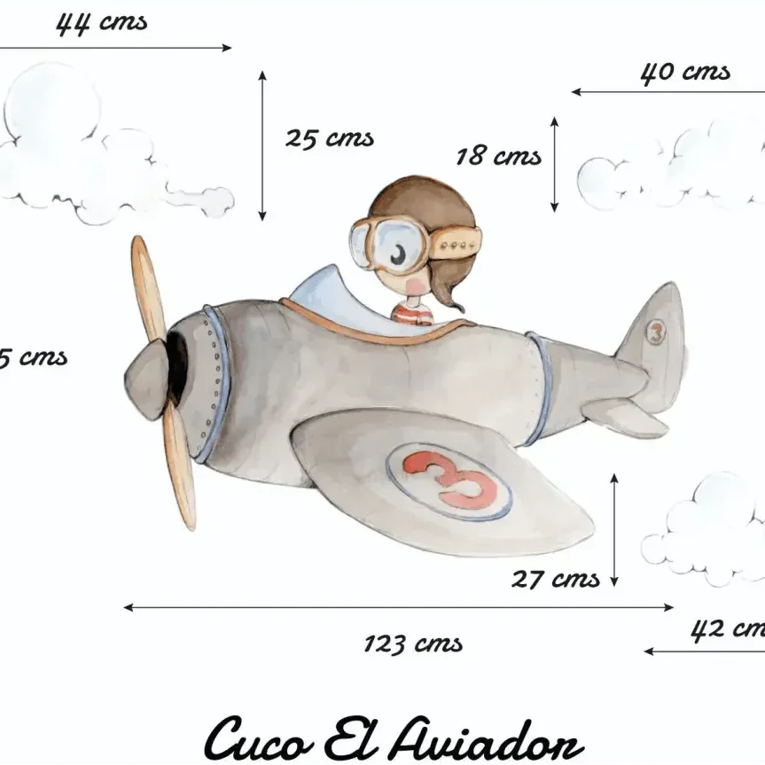 Vinilo decorativo infantil cuco aviador