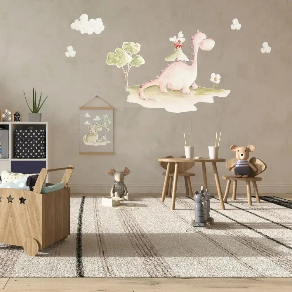 Vinilo decorativo infantil dinosaurio Rex 149x99cm | Pintado a mano