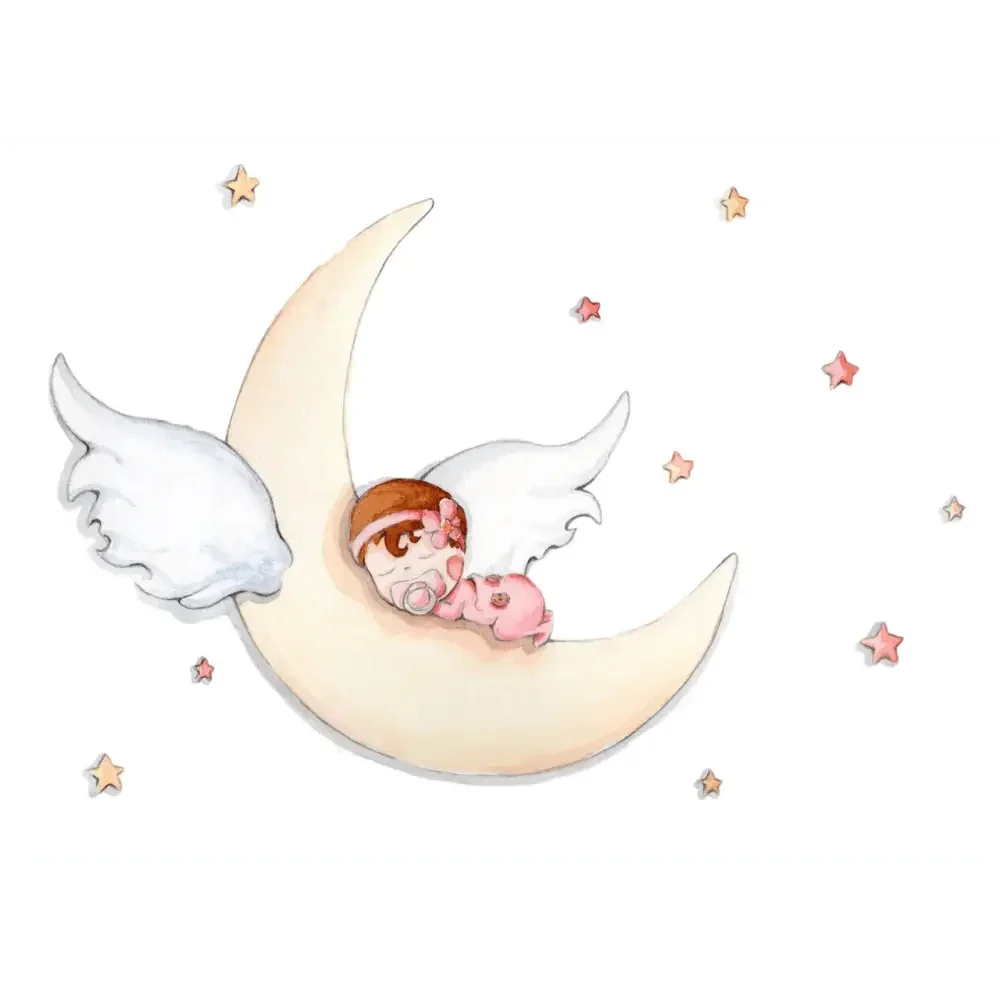 Vinilo decorativo infantil durmiendo en la luna | Para niños