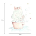 Hand-painted elephant bathing wall decal for children