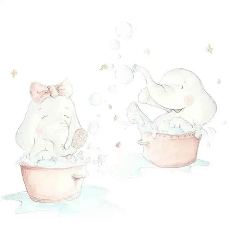 Vinilo decorativo infantil elefantitos al baño para decorar
