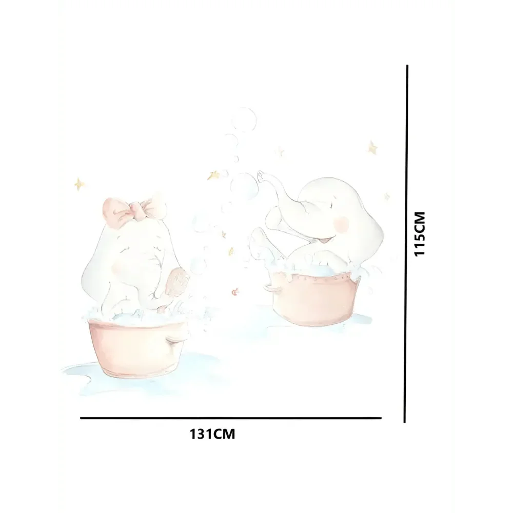 Vinilo decorativo infantil elefantitos al baño para decorar