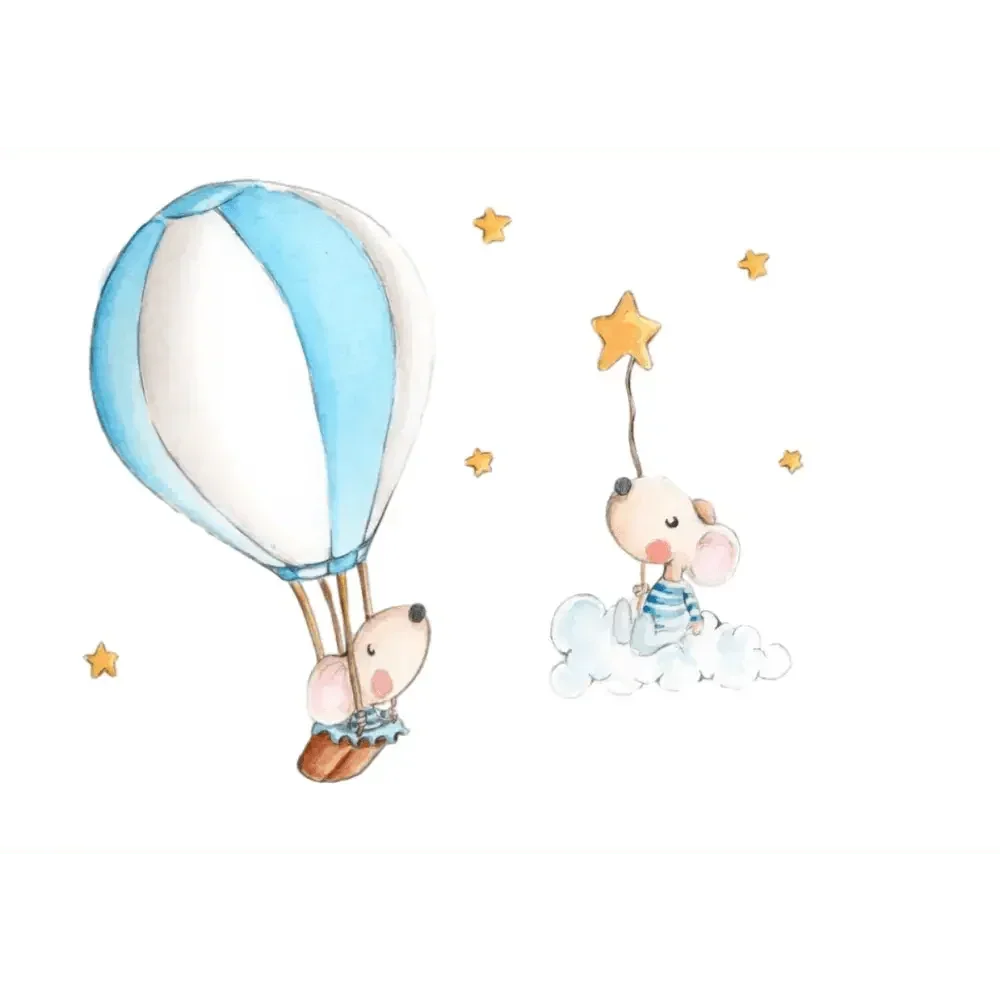 Vinilo infantil decorativo con estrellas y globos | A mano
