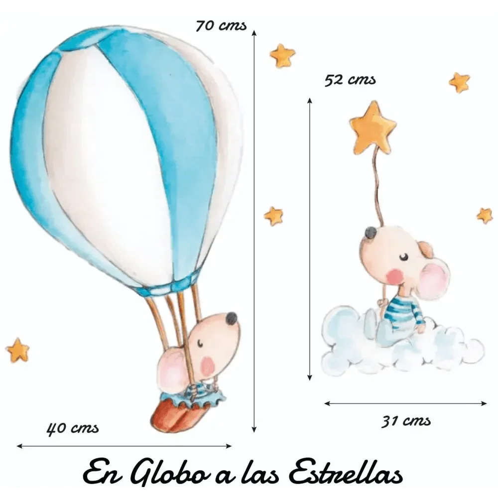 Vinilo infantil decorativo con estrellas y globos | A mano
