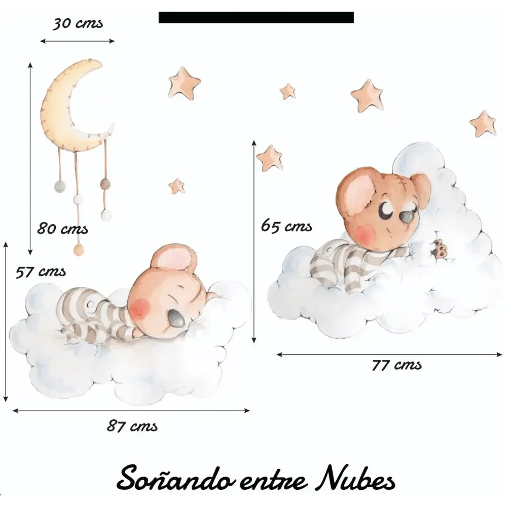 Autocolante decorativo infantil em vinil entre nuvens | Sonhos de cegonha