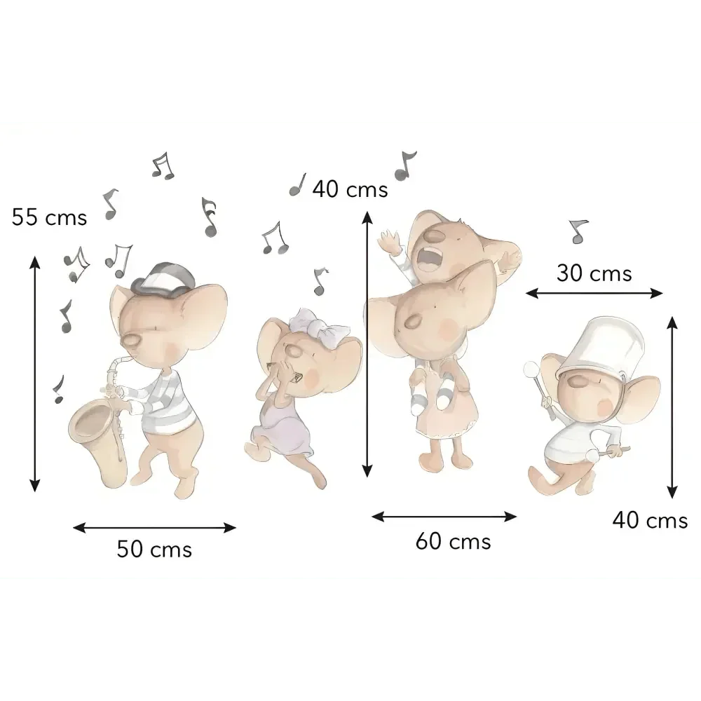Vinilo decorativo infantil familia de ratitas | Pintado a mano