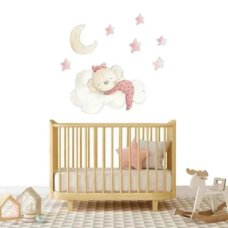 Vinilo decorativo infantil en la nube con dibujos a mano