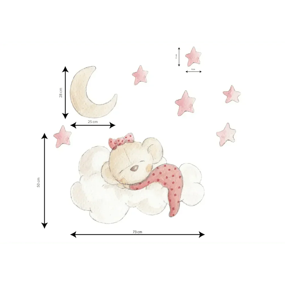 Vinilo decorativo infantil en la nube con dibujos a mano