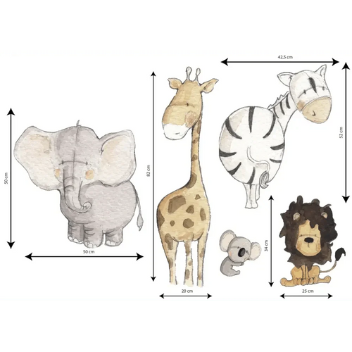 Jungle Animals Kids Wall Decal | Hand-Painted