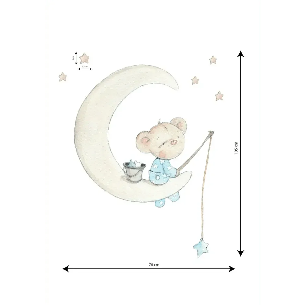 Children's decorative vinyl on the moon | Hand-painted