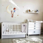 Vinilo decorativo infantil pescando en la luna | Dibujos a mano