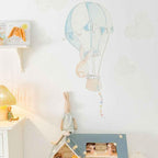 Vinilo decorativo infantil con diseño conejo en globo para niños