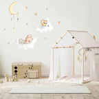 Autocolante decorativo infantil em vinil com tema de sonhos entre nuvens.