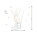Vinil decorativo infantil com coelho a abanar, pintado à mão