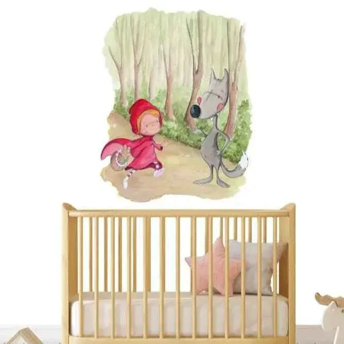 Vinilo decorativo infantil con dibujos The Wolf | Pintados a mano