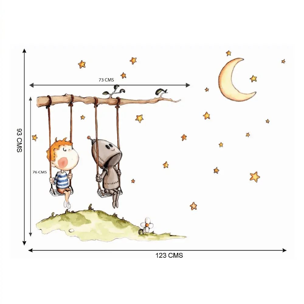 Children's decorative vinyl with a swing, a world
