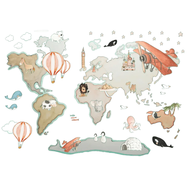 Vinilo Decorativo Infantil World Map XL GLOBOS 220x180cmViniloArts & Entertainment > Hobbies & Creative Arts > Arts & Crafts > Art & Crafting Materials > Embellishments & Trims > Decorative Stickers