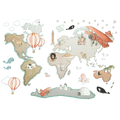Mapa-mundo decorativo infantil em vinil, tamanho XL, com balões, 220x180cm
