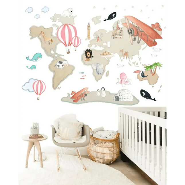 Vinilo Decorativo Infantil World Map XL GLOBOS 220x180cmViniloArts & Entertainment > Hobbies & Creative Arts > Arts & Crafts > Art & Crafting Materials > Embellishments & Trims > Decorative Stickers