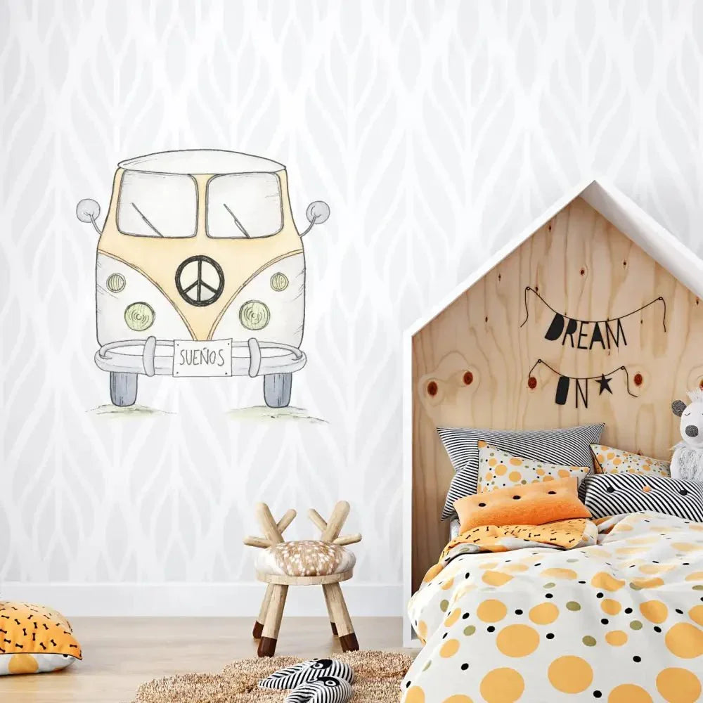 Vinilo decorativo pintado a mano amarillo 95x95cm | infantil