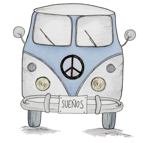 Autocolante decorativo infantil em vinil azul VAN 95x95 cm para decoração.