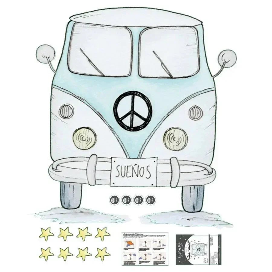 Vinilo infantil decorativo 95x95cm | Dibujos a mano