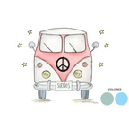 Children's decorative vinyl with a red van design, 95x95cm