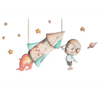 Children's vinyl with a paper rocket design for decoration