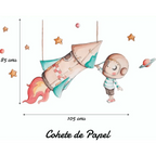 Vinilo infantil con diseño cohete de papel para decoración