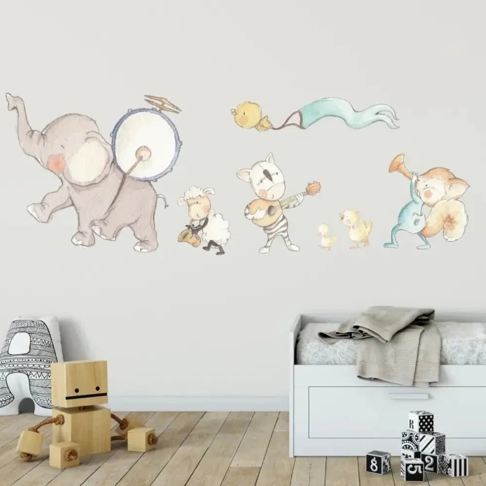 vinilo decorativo infantil banda musical | tela sin pvc