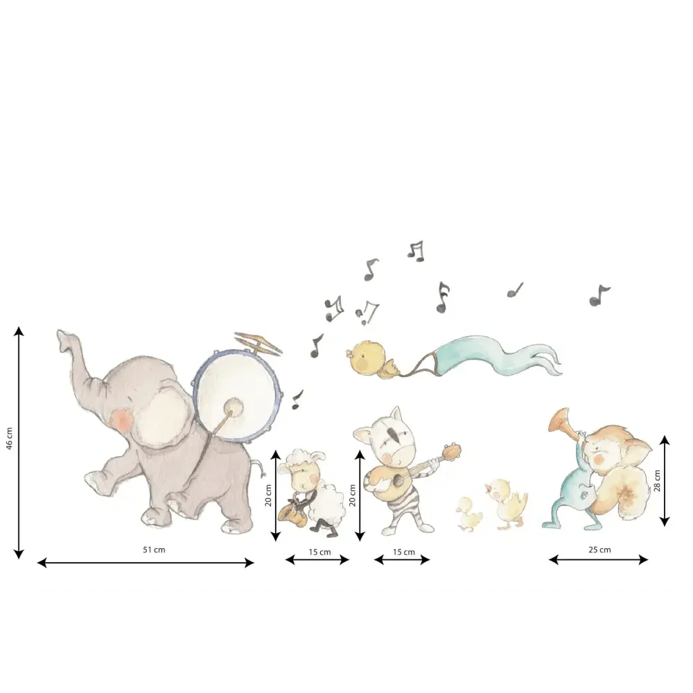 vinilo decorativo infantil banda musical | tela sin pvc