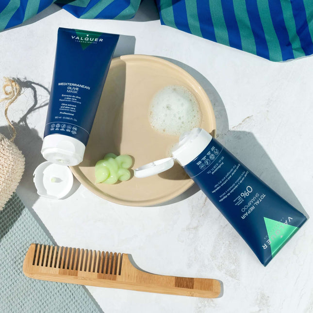 Pack champú y mascarilla capilar de oliva reparación total