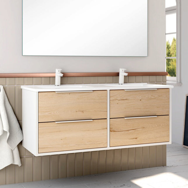 Mueble de baño con lavabo 120 cm blanco con 4 cajones | 3_BP