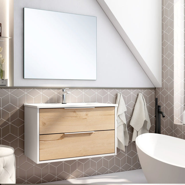 Conjunto de mueble de baño completo 80 cm blanco moderno | 3_BP